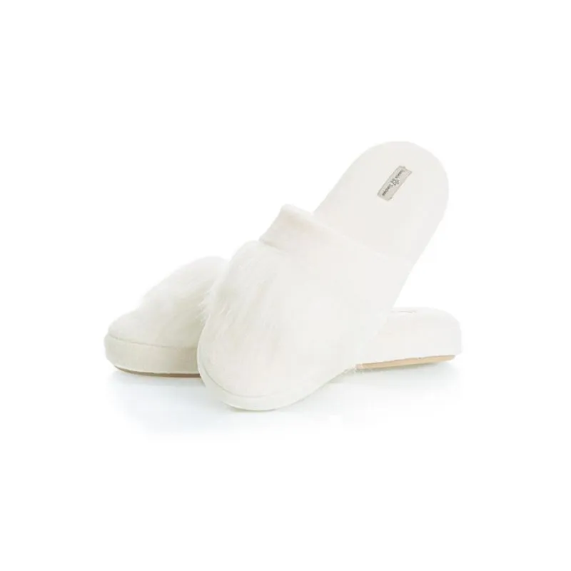 Chinelo Feminino Em Plush Com Pelo Marina Branco/36