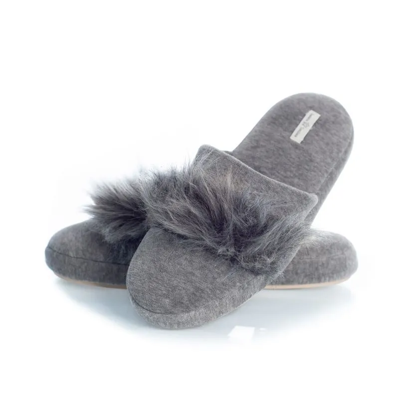 Chinelo Feminino Em Plush Com Pelo Marina Cinza/36