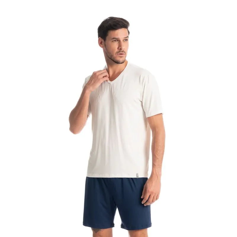 Pijama Masculino Curto Romeu Branco-2/GG