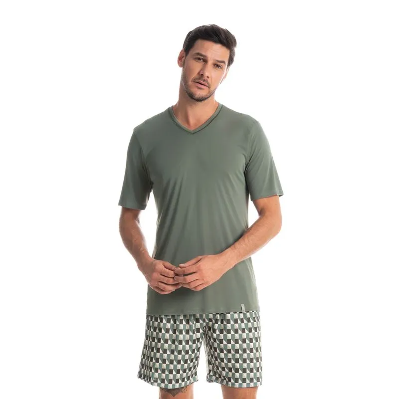 Pijama Masculino Curto Estampado Clóvis Verde/EG