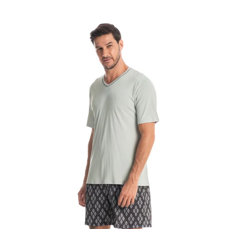 Pijama Masculino Curto Estampado Clóvis Cinza/XG