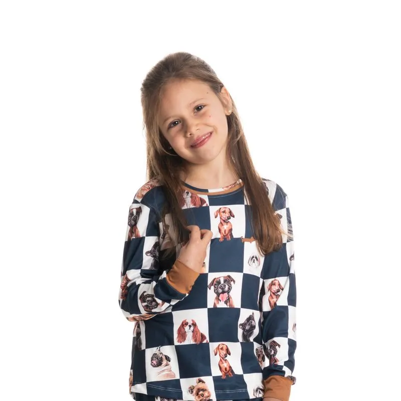Pijama Unissex Infantil Longo Friends Azul Marinho/06