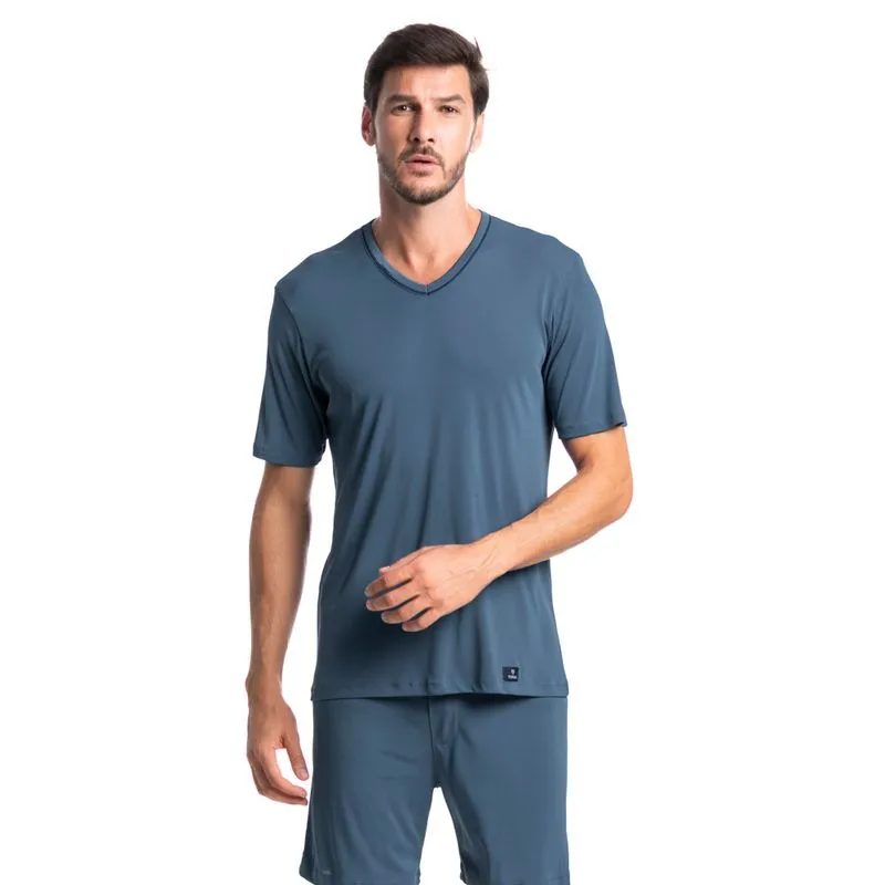 Pijama Masculino Curto Rafael Tombini Azul-2/XG
