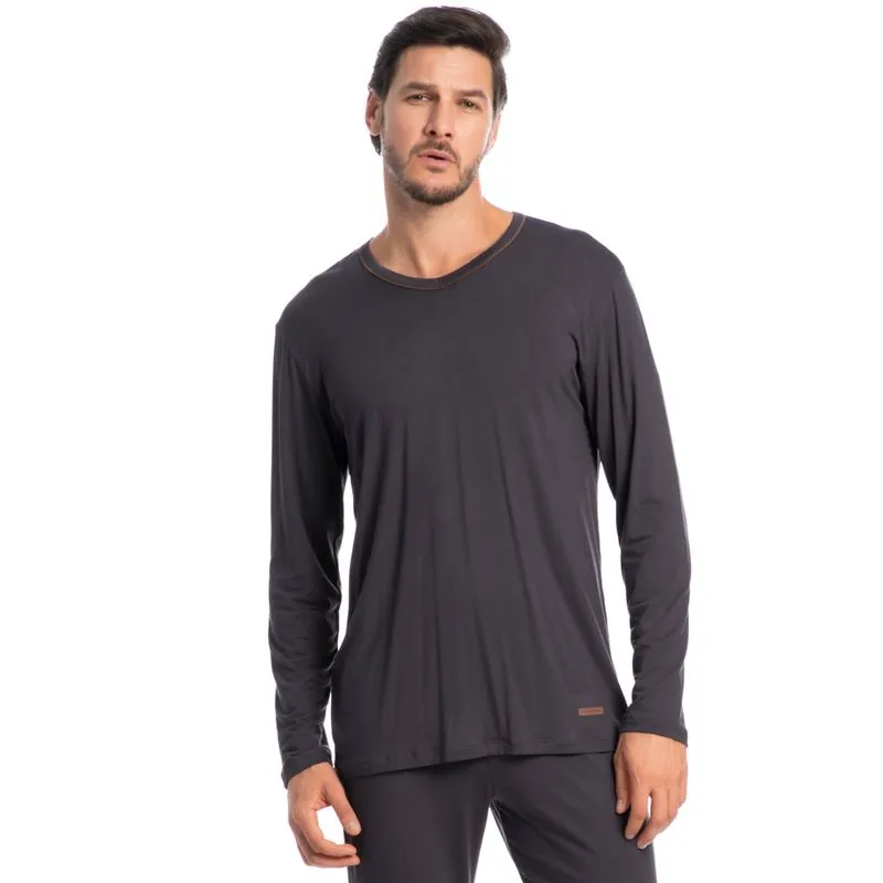 Pijama Masculino Decote V Longo New Romeu Tombini Cinza/G