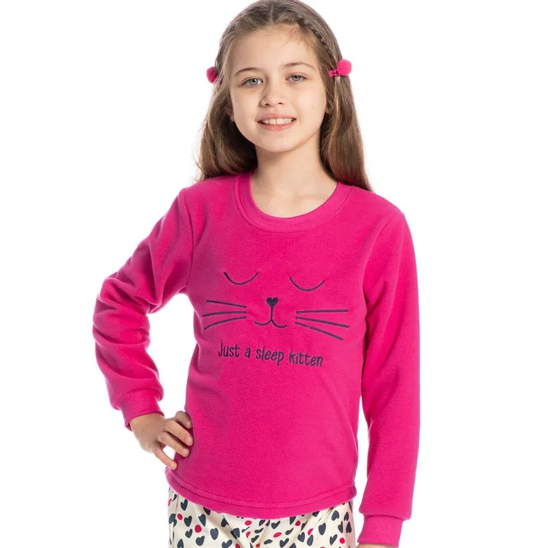 Pijama Larissa Soft Longo Infantil Rosa-2/06