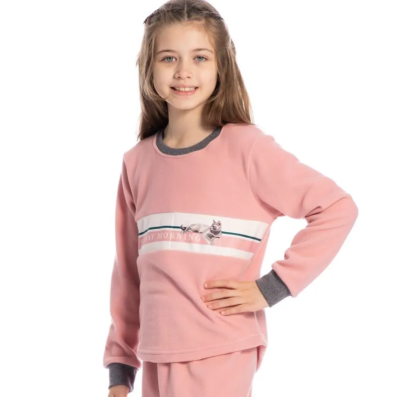 Pijama Cats Soft Longo Infantil Rosa-3/08