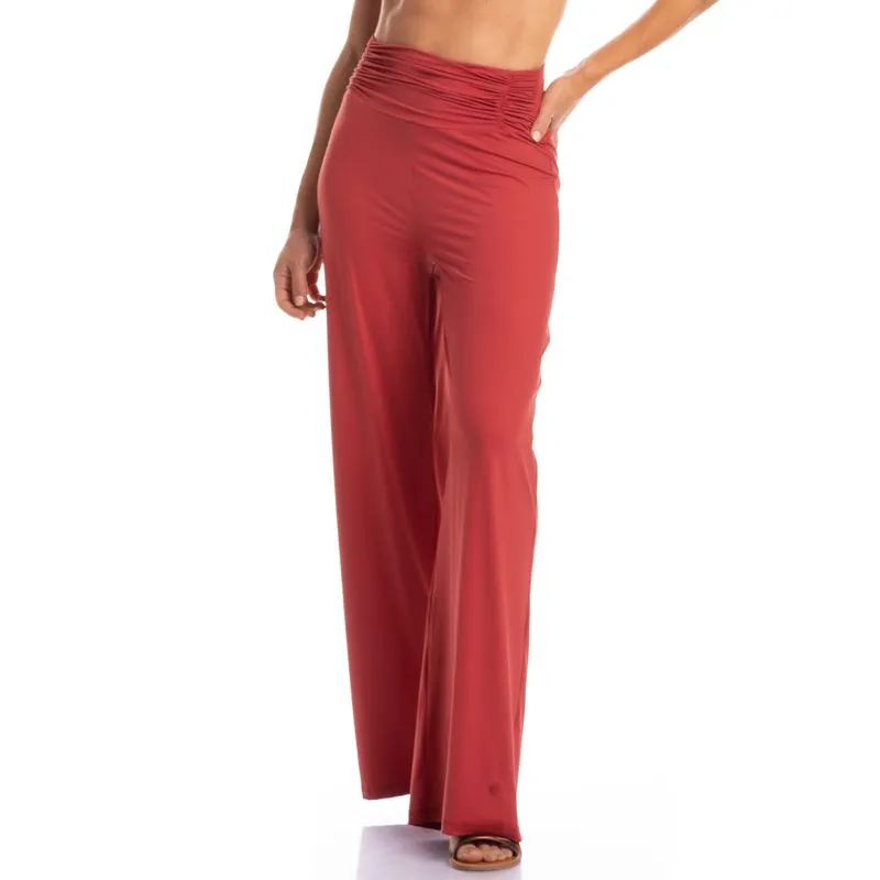Calça Feminina Com Cós Franzido Jeri Vermelho/PP