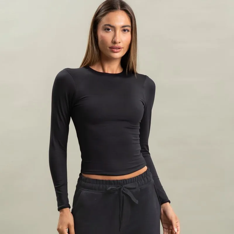 Blusa Feminina Manga Longa Contour 1 Vivame Preto/GG