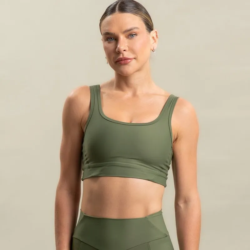 Top Feminino Square Crop Bounce Vivame Verde/M