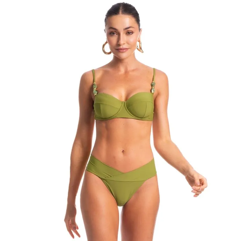 Biquíni Aro Corset Transpassada Média Pistache Verde/GG