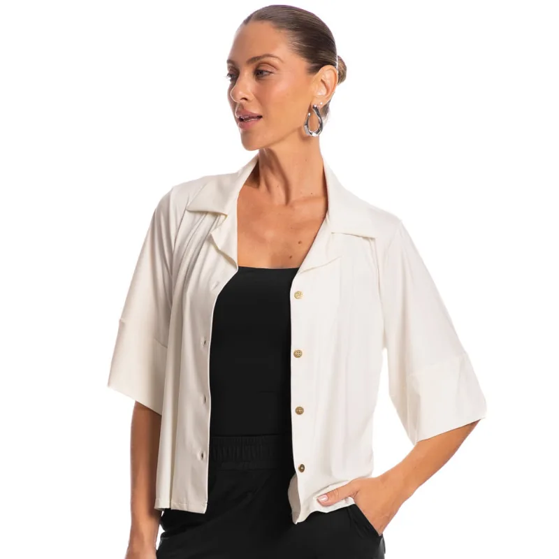Camisa Feminina Curta Málaga Branco/PP