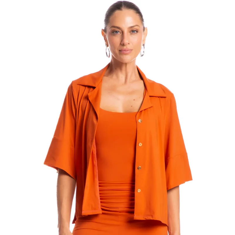 Camisa Feminina Curta Málaga Laranja/PP