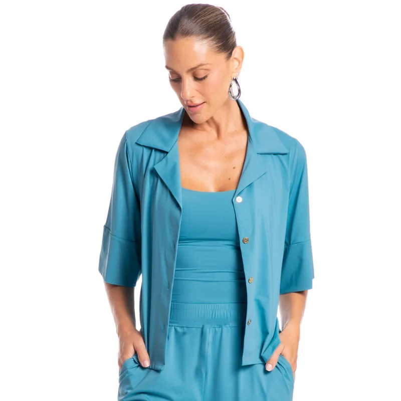 Camisa Feminina Curta Málaga Azul/PP