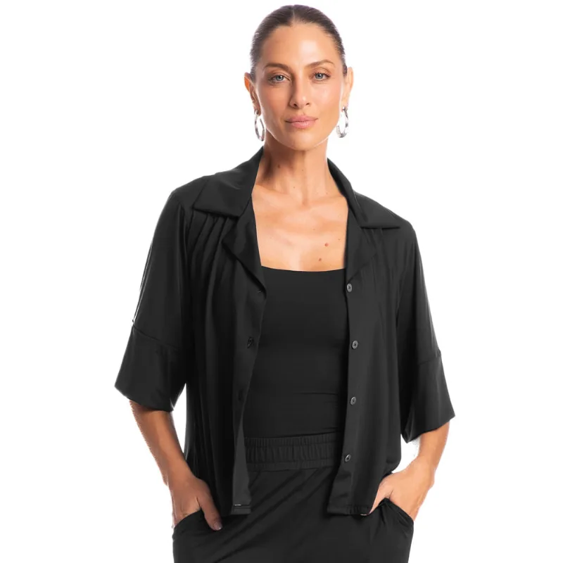 Camisa Feminina Curta Málaga Preto/G