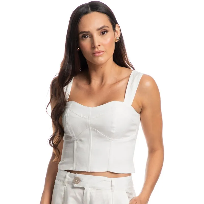 Top Corset Linho Noronha Branco/P