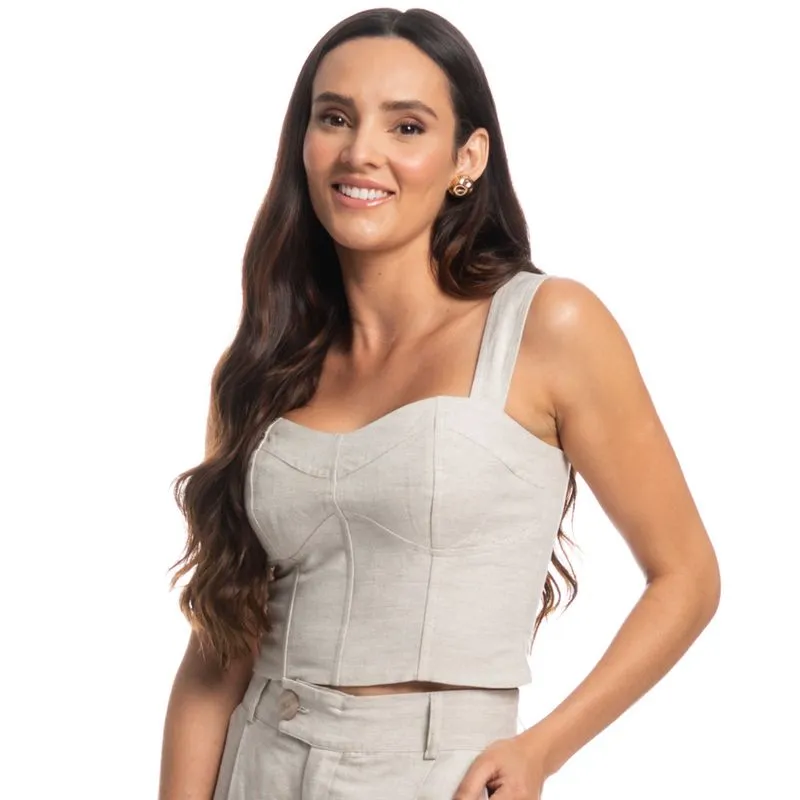 Top Corset Linho Noronha Bege/GG