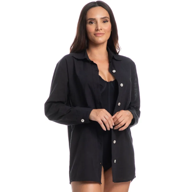 Camisa Feminina Maragogi Elis Linho Preto/G