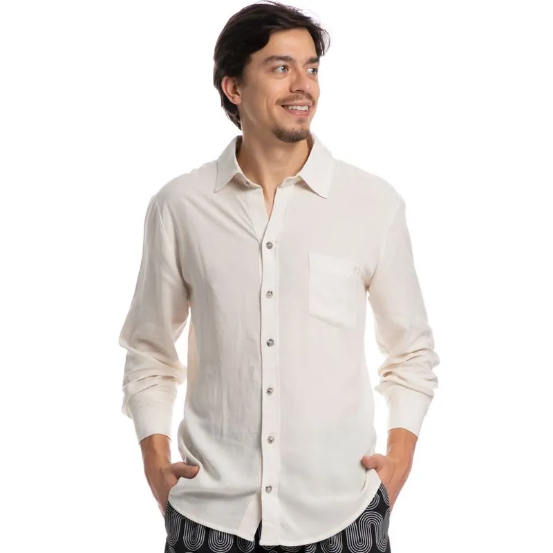 Camisa Masculina Maragogi Miguel Linho Bege/GG