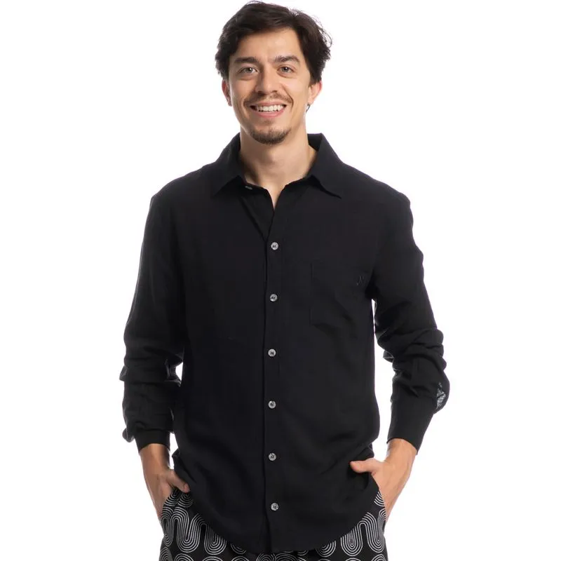 Camisa Masculina Maragogi Miguel Linho Preto/P