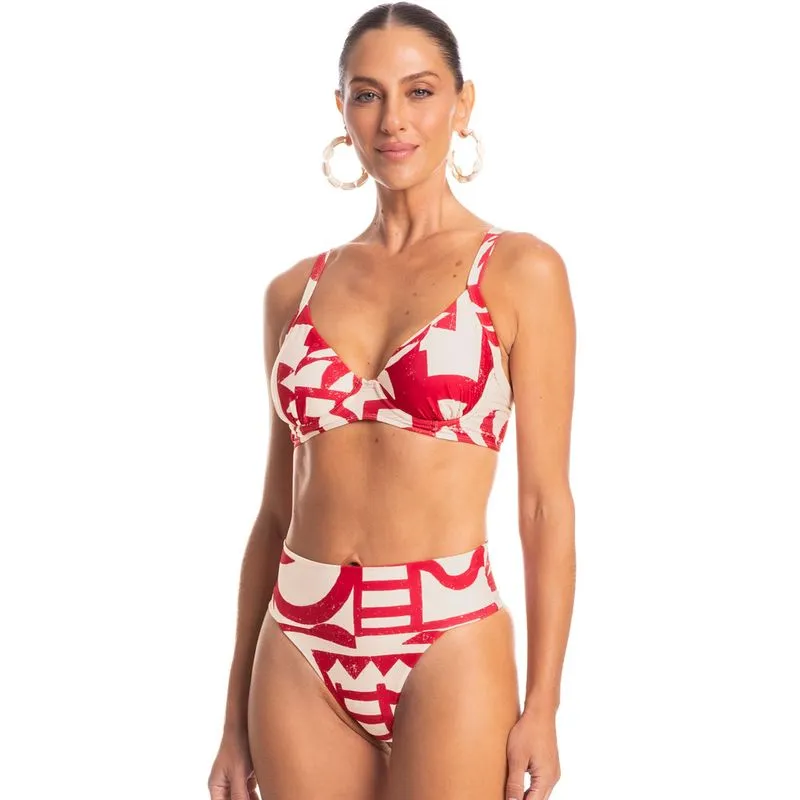 Biquíni Bia Média Cós Alto Latina Vermelho/G