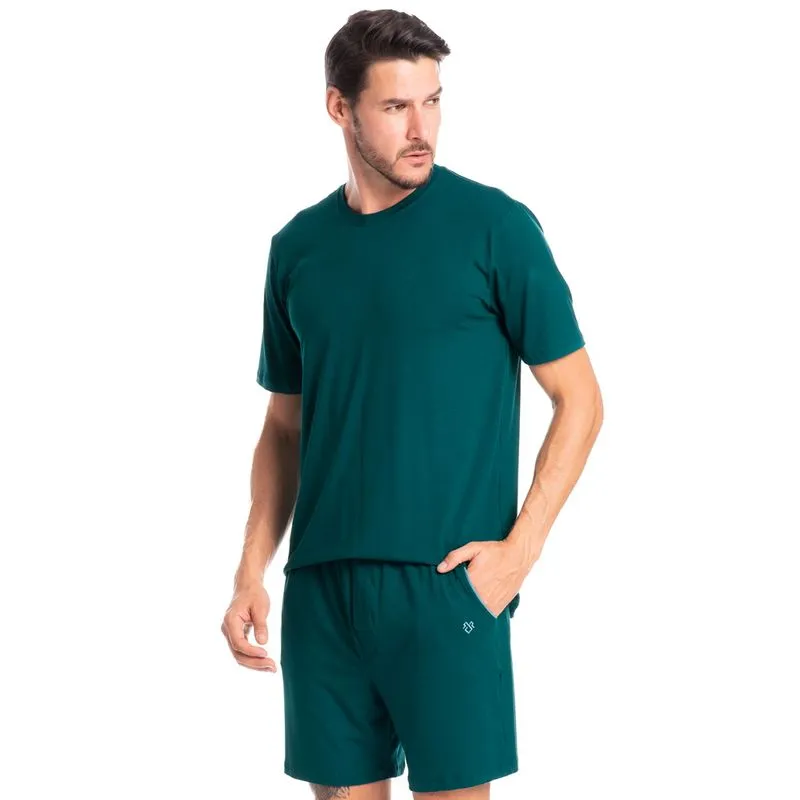 Pijama Masculino Curto Com Bolso Lucca Tombini Verde/G