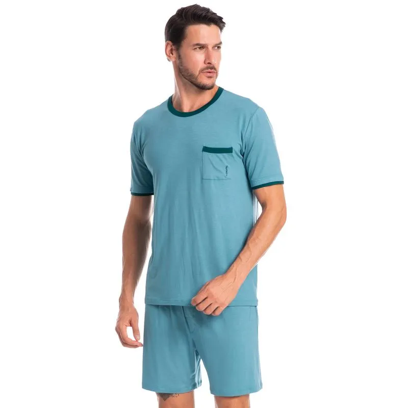 Pijama Masculino Curto Antônio Tombini Azul/M