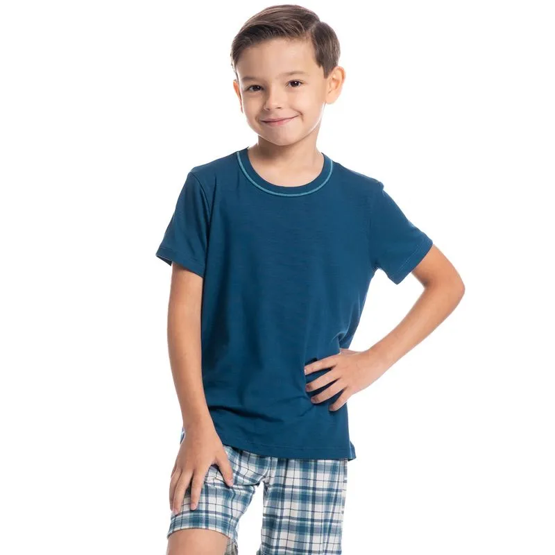 Pijama Masculino Curto Infantil Sunny Tombini Azul Marinho/10