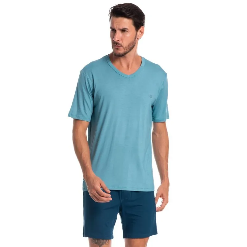 Pijama Masculino Curto Romeu Azul/M