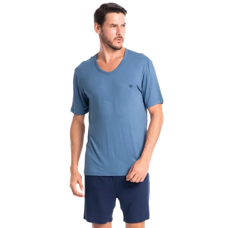 Pijama Masculino Curto Romeu Azul-2/G