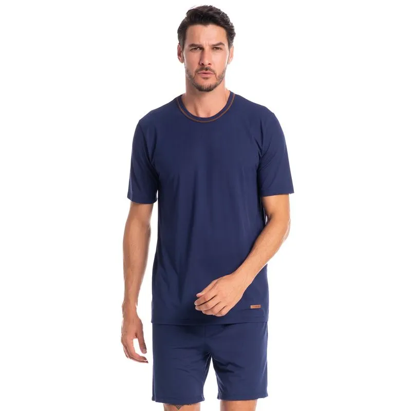 Pijama Masculino Curto Pietro Tombini Azul Marinho/M