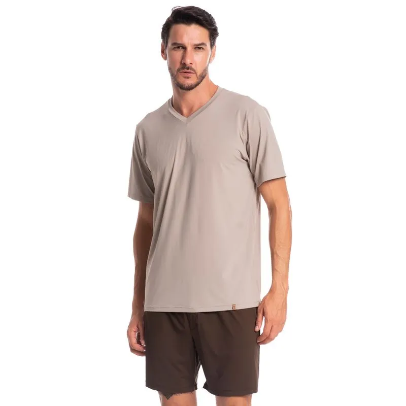 Pijama Masculino Curto Vitório Tombini Bege/GG