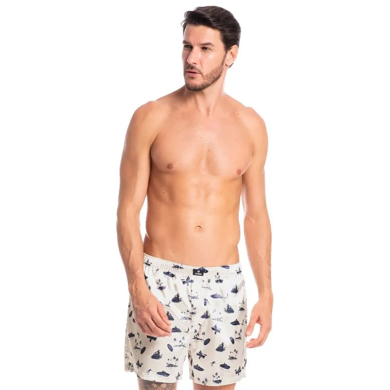 Boxer Masculina Estampada Enzo Tombini Branco/GG