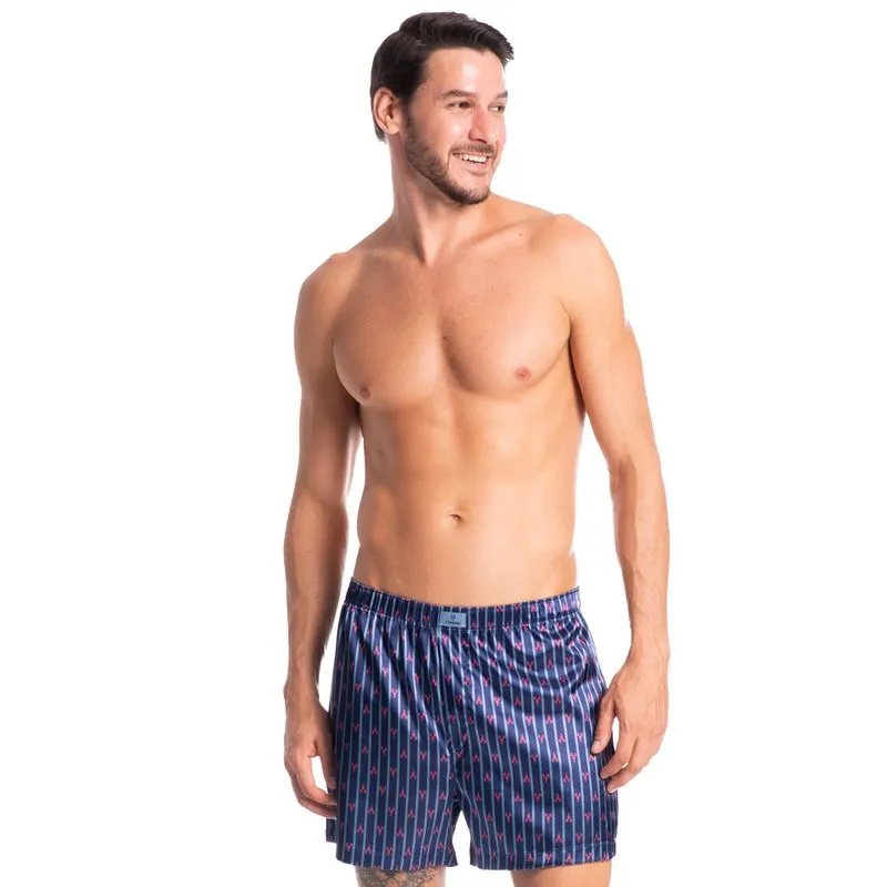 Boxer Masculina Estampada Enzo Tombini Azul-2/M