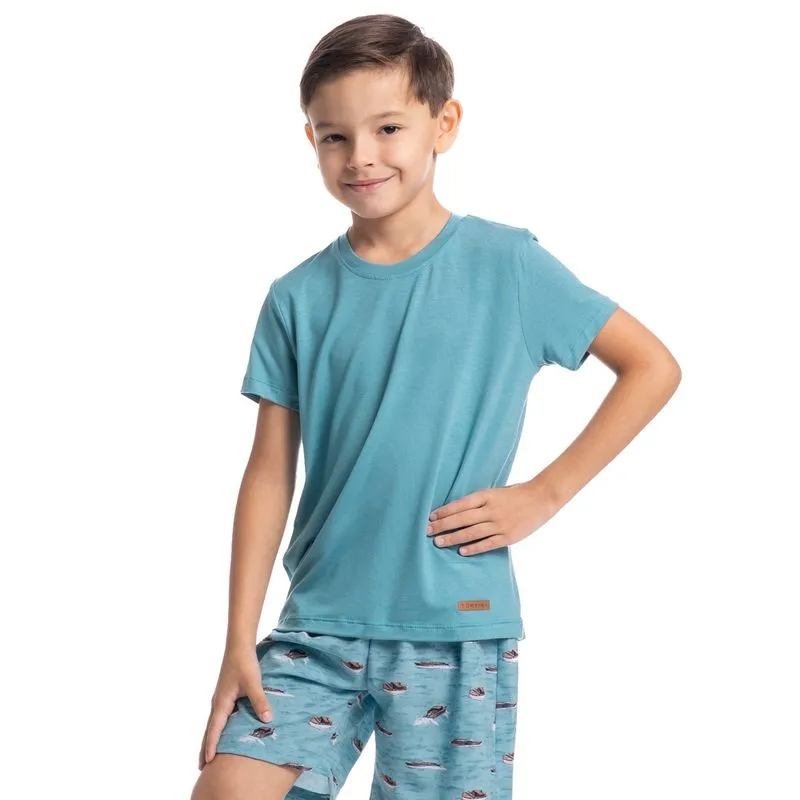 Pijama Masculino Curto Infantil Lorenzo Tombini Azul-2/06