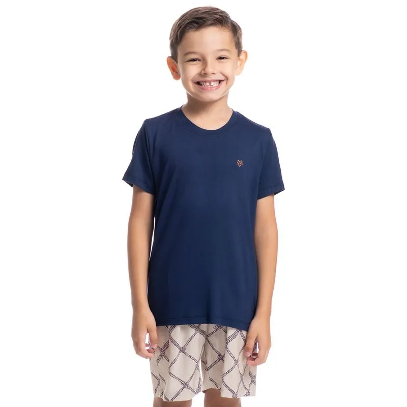 Pijama Infantil Masculino Curto Cordas Tombini Branco/16