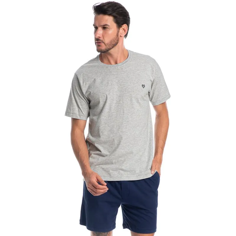 Pijama Masculino Curto Com Bolso Eduardo Tombini Azul Marinho/M