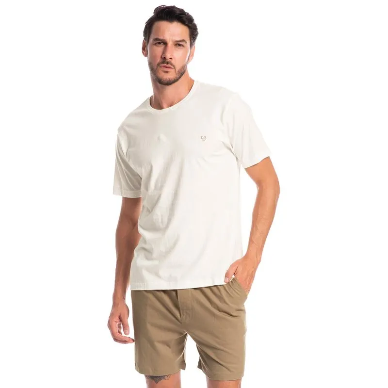 Pijama Masculino Curto Com Bolso Eduardo Tombini Bege/M