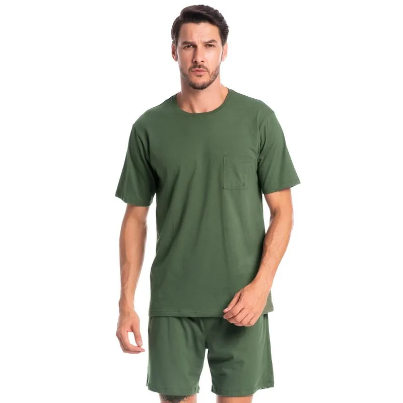 Pijama Masculino Curto Com Bolso Eric Tombini Verde/XG