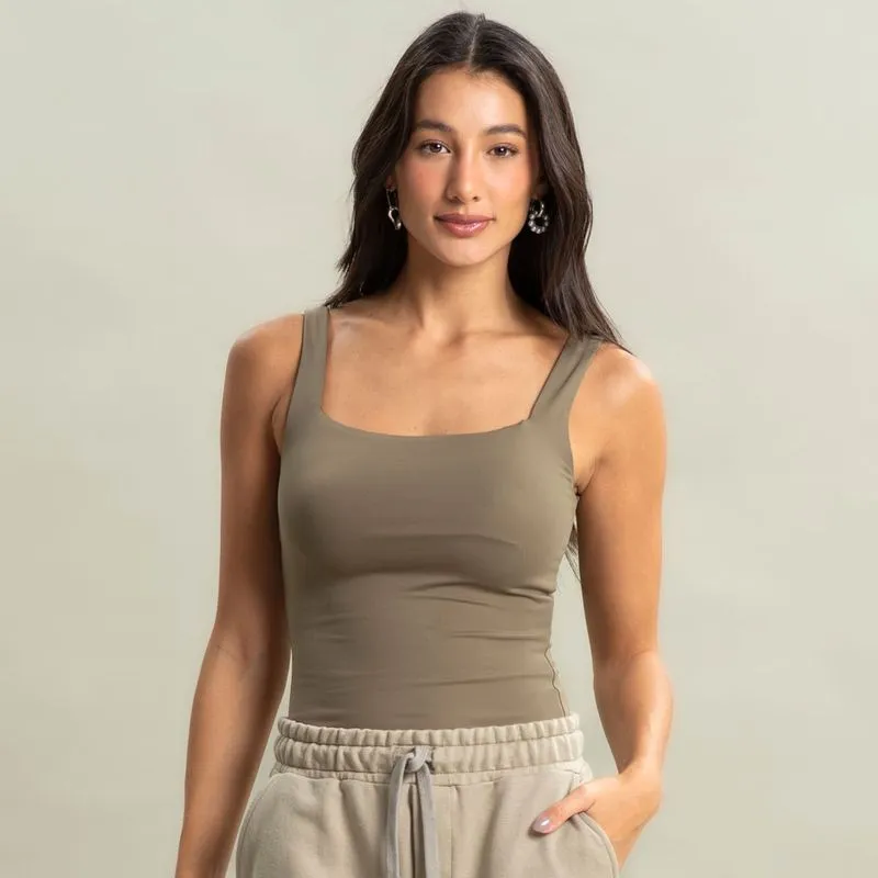 Regata Feminina Squareneck Contour Vivame Verde/GG