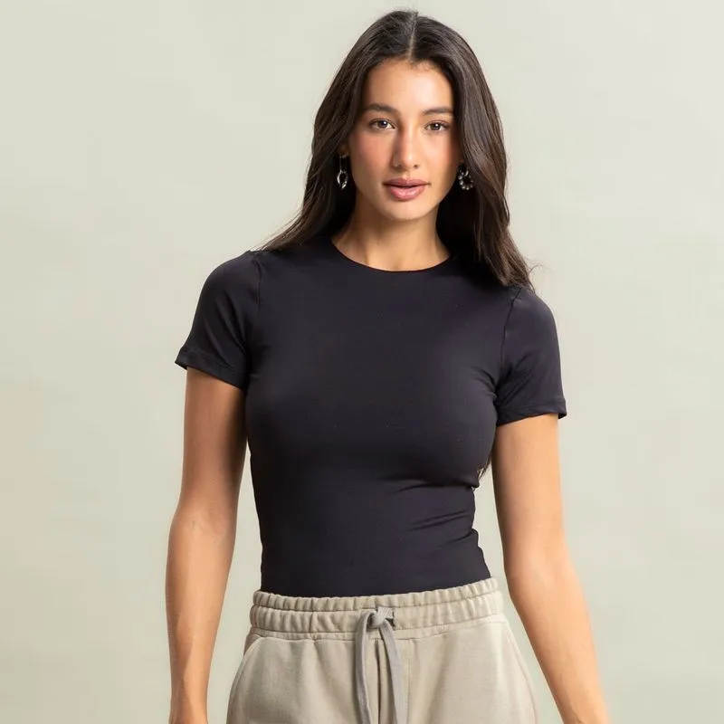 Blusa Feminina Manga Curta Contour Vivame Preto/M