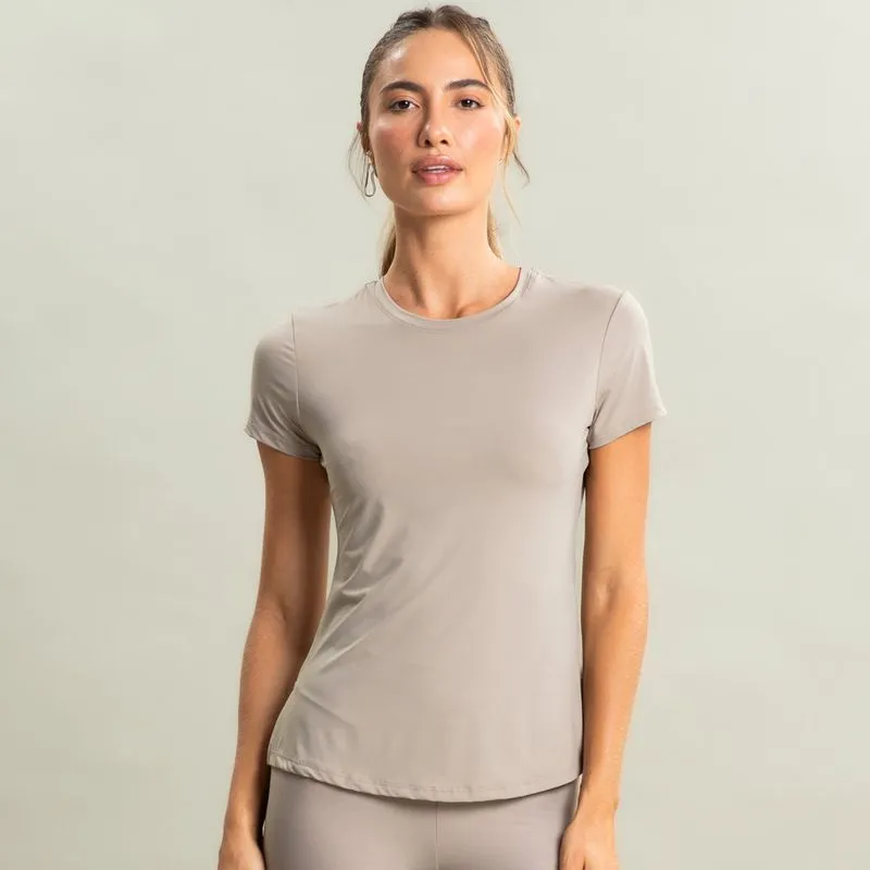Camiseta Feminina Com Abertura Lateral Racket Vivame Bege/M