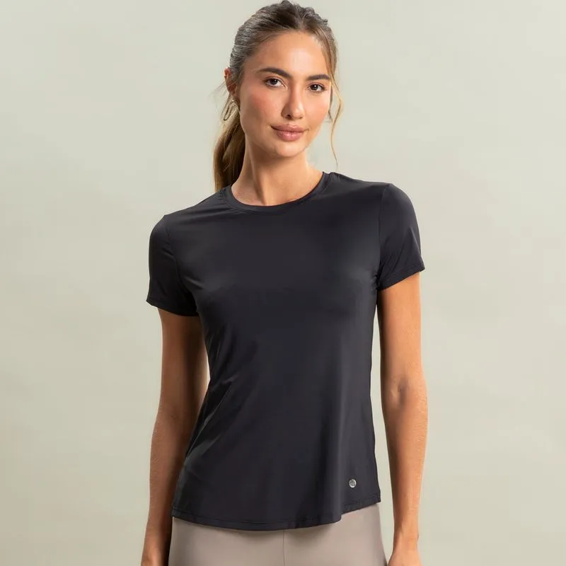 Camiseta Feminina Com Abertura Lateral Racket Vivame Preto/P