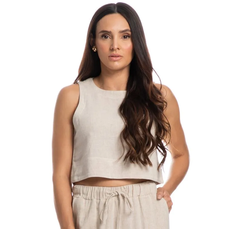 Blusa Feminina Em Linho Soft Belize Bege/M