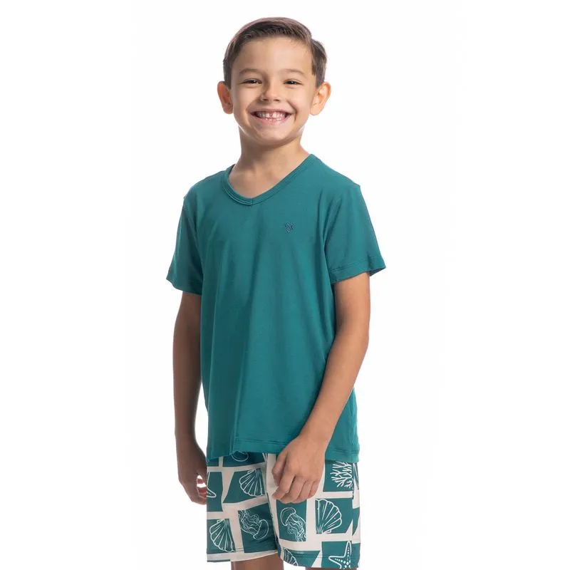 Pijama Infantil Masculino Curto Vicente Tombini Verde/04