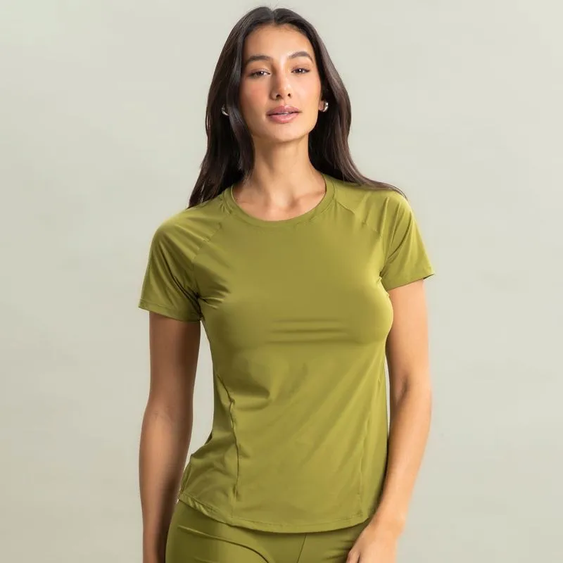 Camiseta Feminina Raglan Outside Vivame Verde/GG