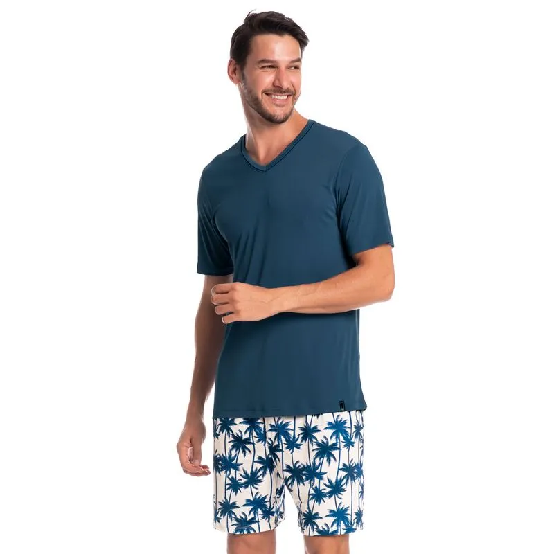Pijama Masculino Curto Estampado Clóvis Tombini Branco/M