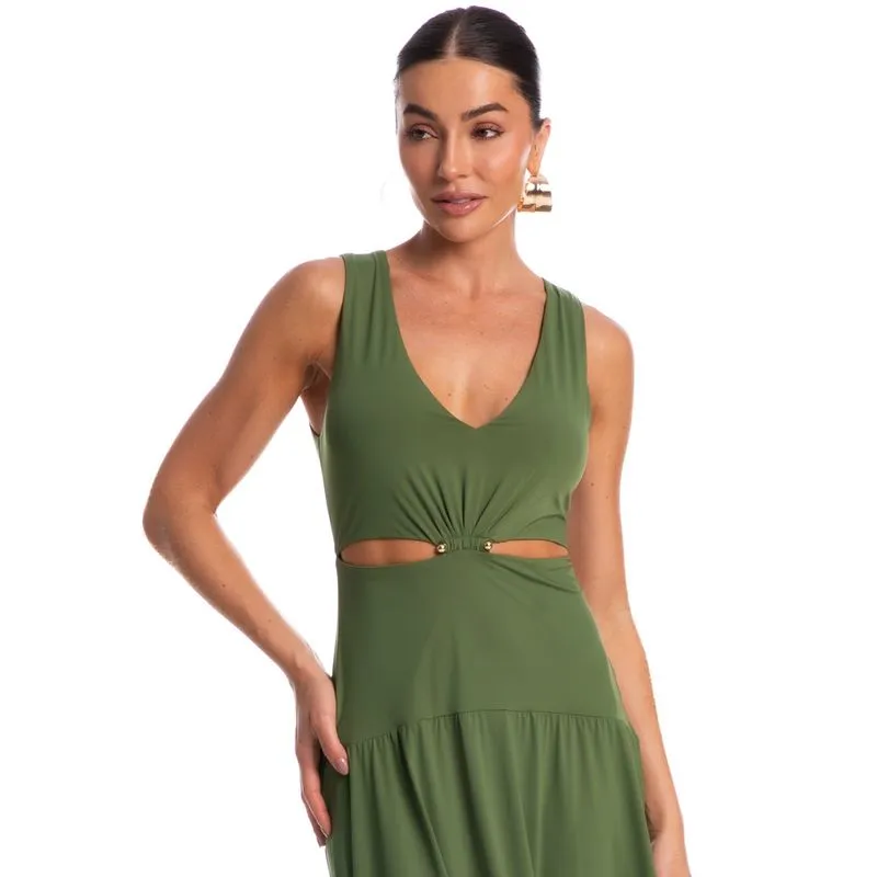 Vestido Longo Regata Orla Verde/PP
