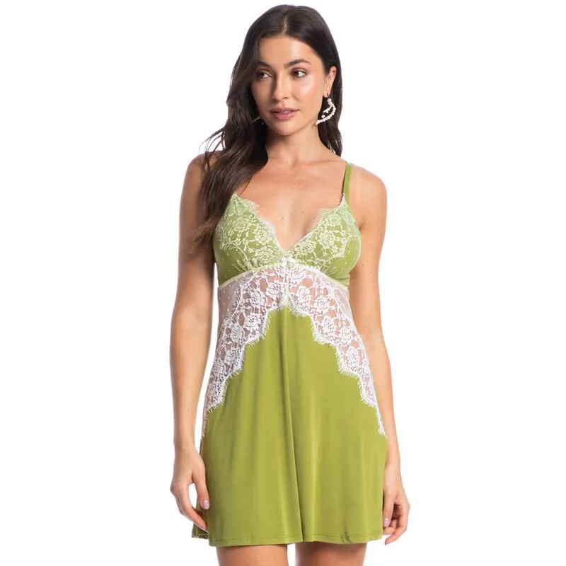 Camisola Curta Com Renda Maya Verde/P