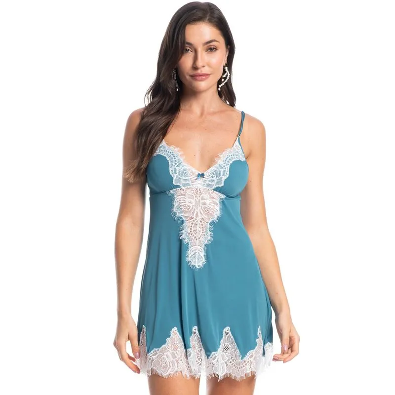 Camisola Curta Com Renda Ayla Azul-2/GG