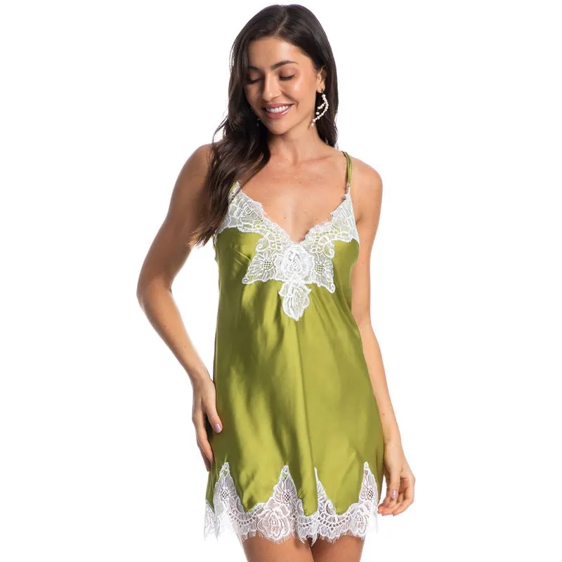 Camisola Curta Com Renda Malu Verde/M